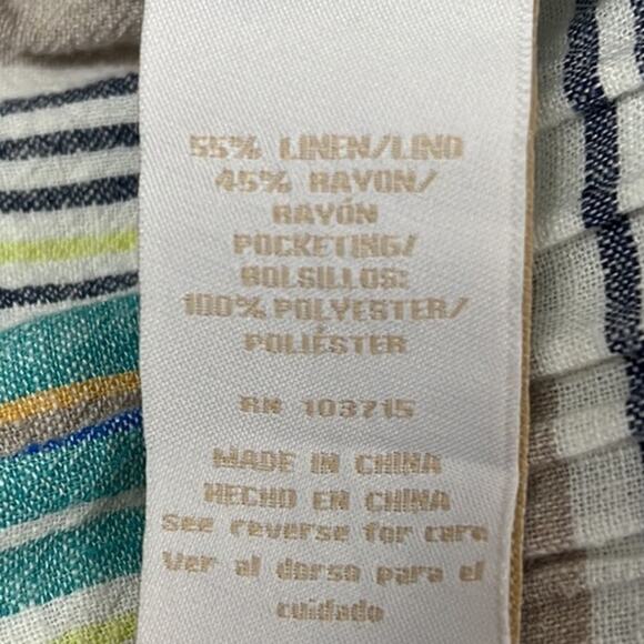 Hope & Harlow Wide Leg Cropped Linen Blend Pants Vertical Stripes SZ14 Lagenlook - Picture 8 of 10